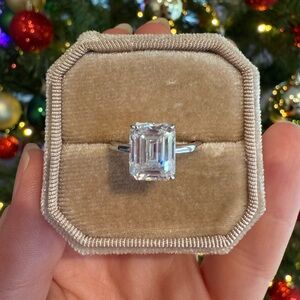 4 carat Emerald cut Moissanite diamond engagement ring / promise ring